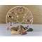 front view cherry tree with owl charm accent pink yarn wrapped 5 inch hoop 